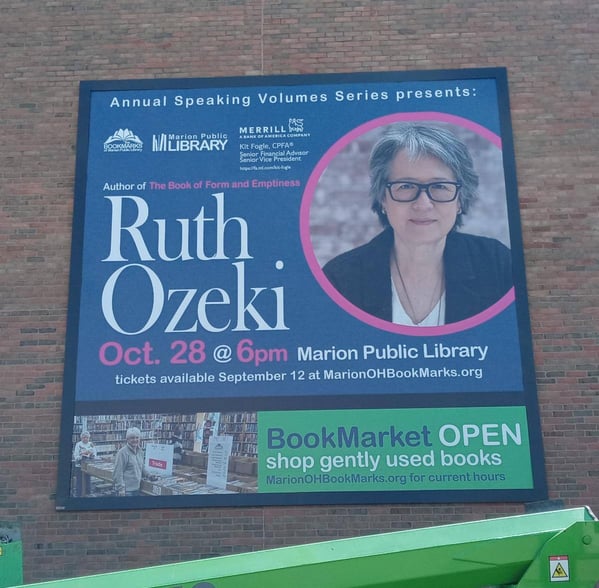 Marion_Public_Library_Lind_BannerFrame_Hinge_author_marketing_message Does Your Banner System Let Your Client Keep Up With Their Marketing Calendar? Lind's Does.