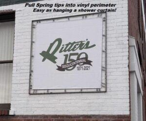 Ritters-150-sequiencentennial-banner-on-wall-1-300x250 Lind Banner Frame DELUXE! Signage Displays the Upscale Way!