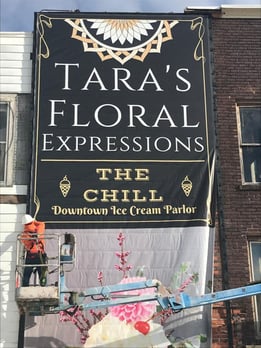 Taras-Floral-Expressions-BannerFrame-Classic-Wood-installed-banner From A Mess to A Sweet Masterpiece