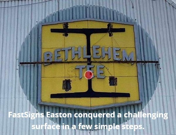 bethlehem-steel-sign-reface-lind-signspring-bannerframe-classic-covers-before Funky Banner Surface? No Problem!