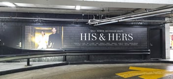 His & Hers, Advertising, Brick Wall, Man Wearing Black Shirt 