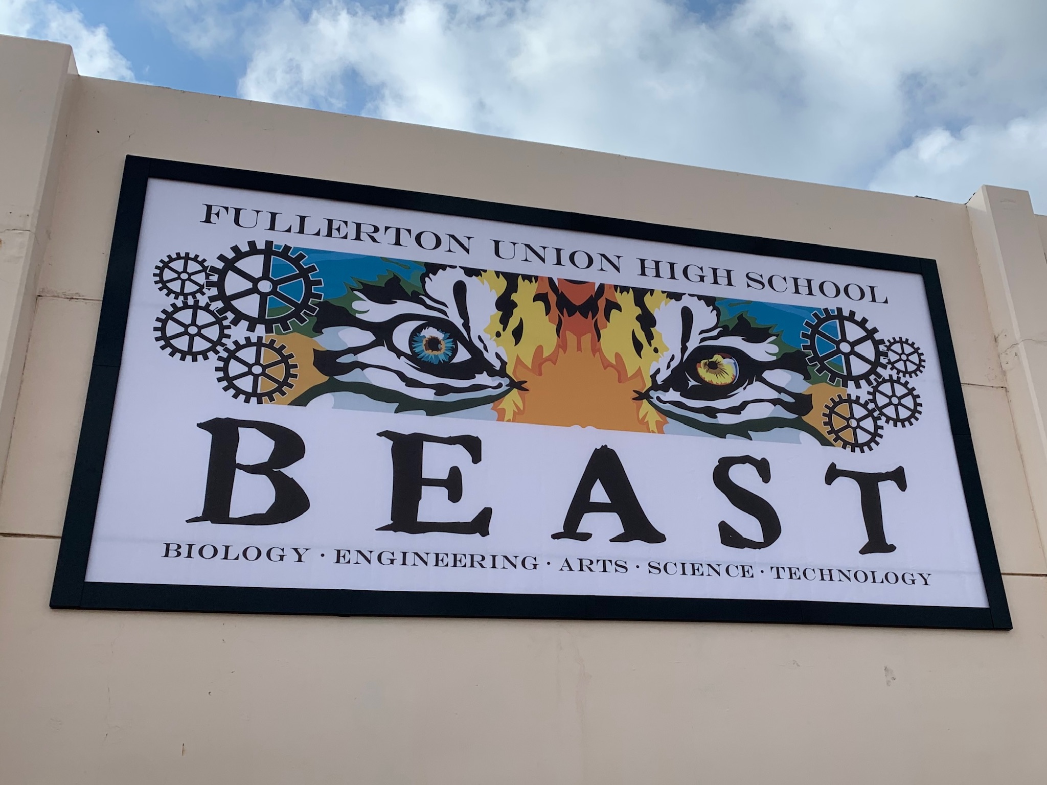 Fullerton-Union-High-School-BEAST-Biology-Engineering-Arts-Science-Technology-Banner-Frame-Classic-on-stucco-8oz-mesh-16x32-1 Do you have a BEAST to feed?
